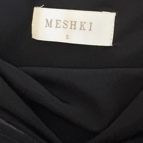 Meshki Caspian Slinky And Mesh Off Shoulder Maxi Dress Black Small - Picture 7 of 7